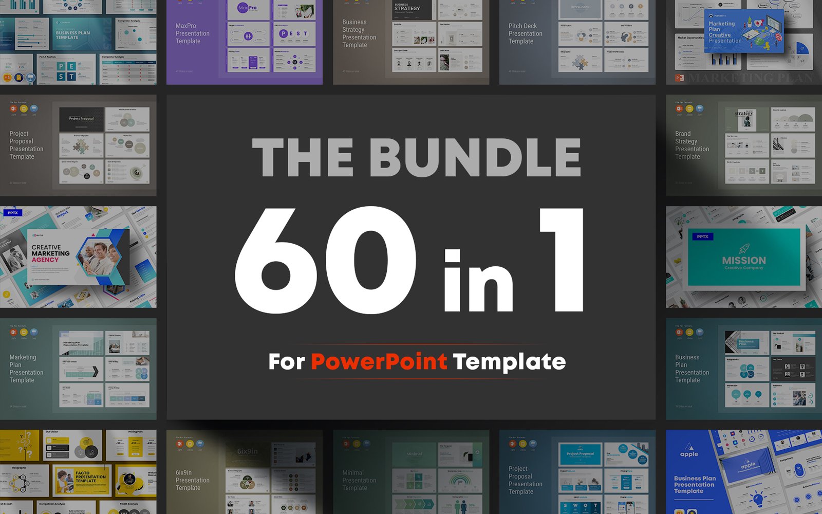 Best 60-in-1 Business PowerPoint Presentation Bundel PowerPoint Template