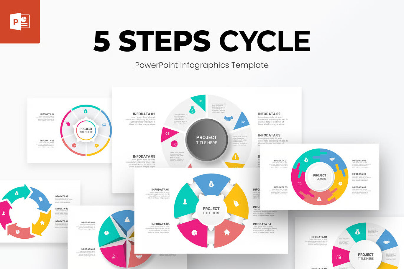 5 Steps Cycle Infographics PowerPoint Template