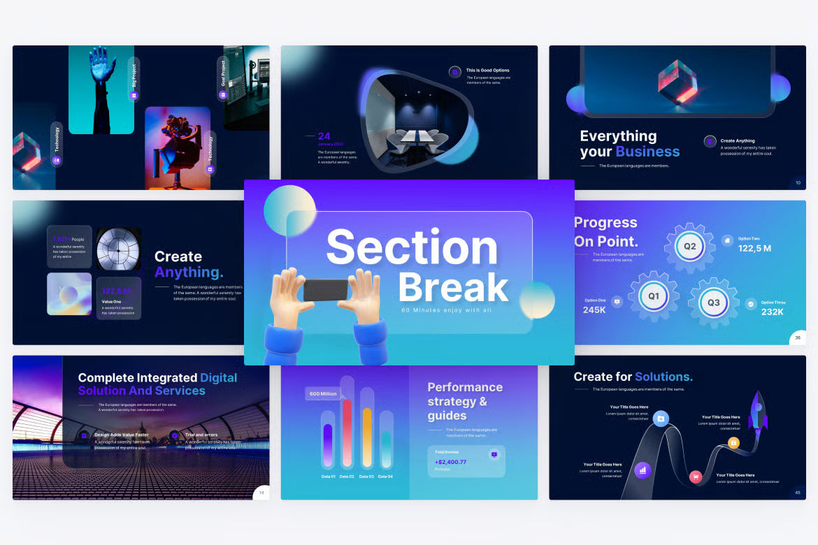 Overlay Glassy Glassmorphic PowerPoint Template-120 Slides
