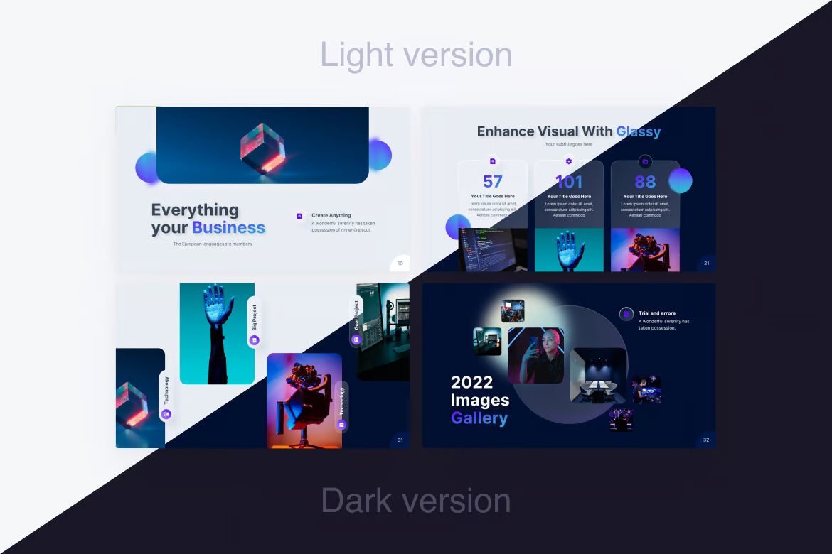 Overlay Glassy Glassmorphic PowerPoint Template-120 Slides