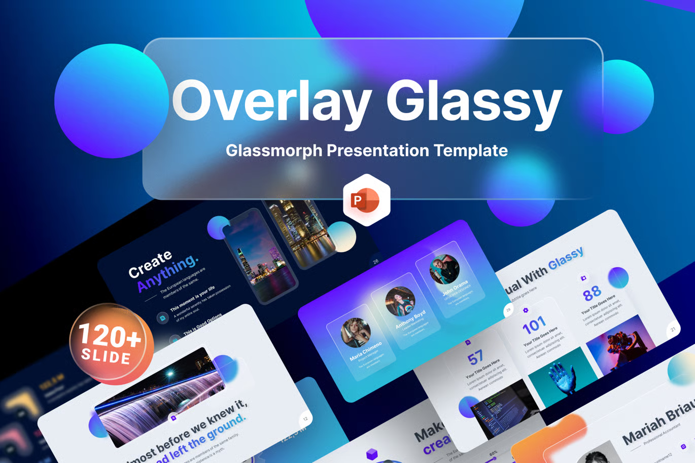 Overlay Glassy Glassmorphic PowerPoint Template-120 Slides