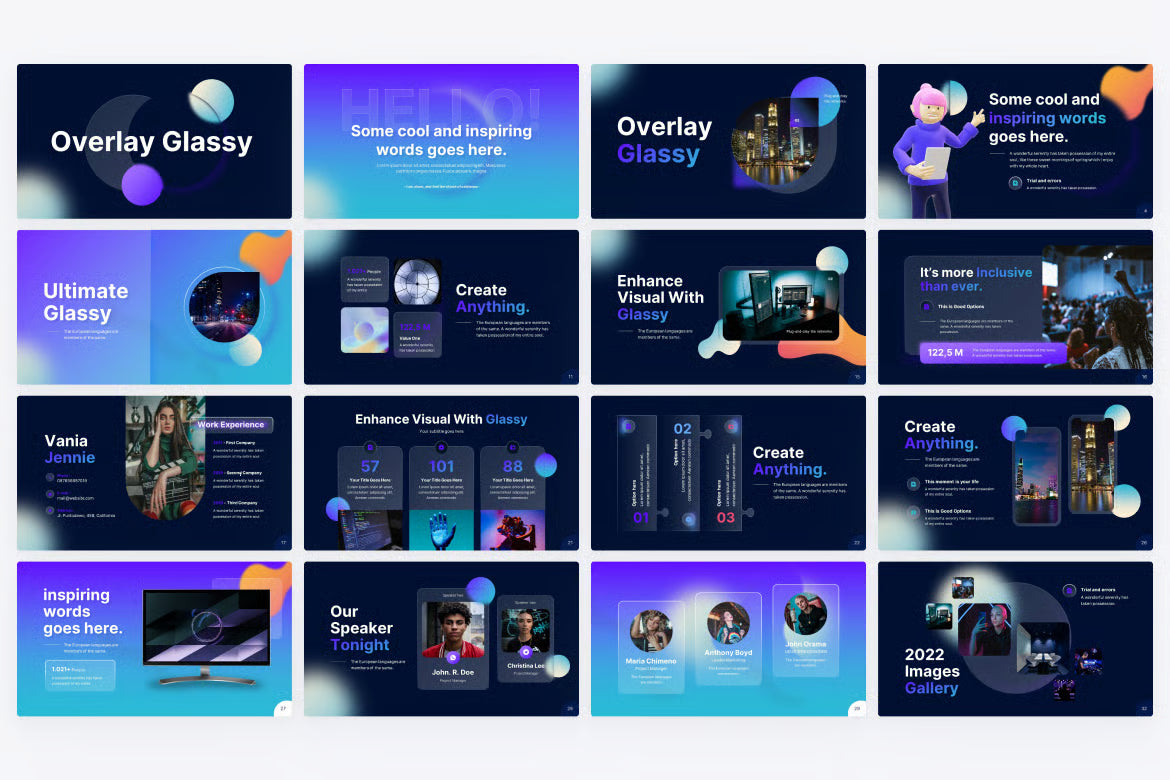 Overlay Glassy Glassmorphic PowerPoint Template-120 Slides