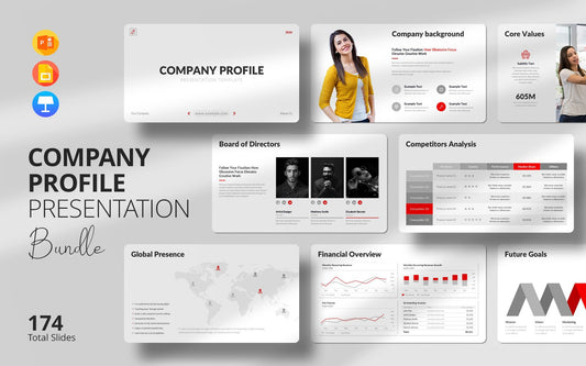 The Complete Company Profile Presentation Template (.pptx, .key, .slides) PowerPoint Template [174 Total Slides-3000+ Icon Pack]